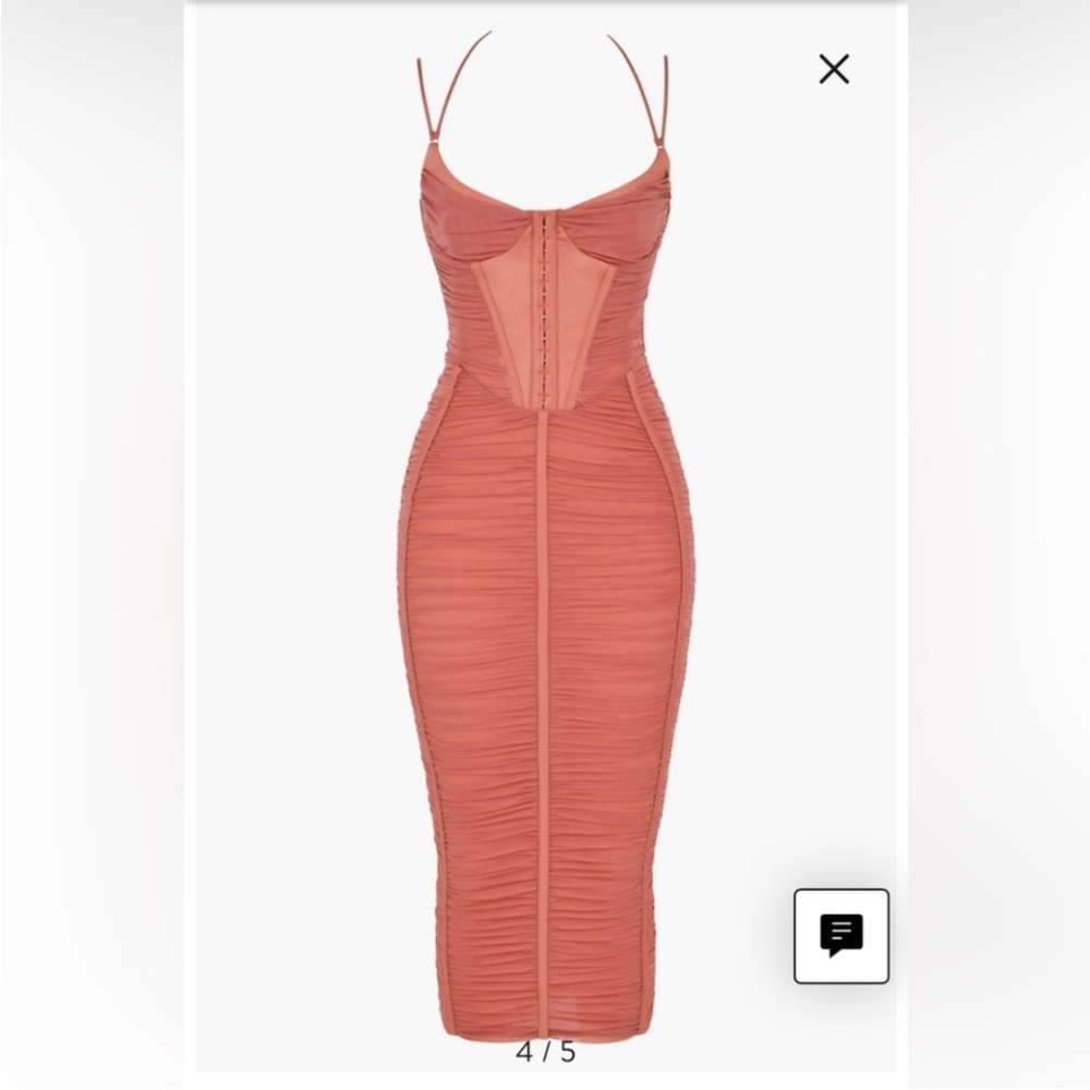 House of CB Terracotta Ruched Midi Dress (Bigger Cup Size)